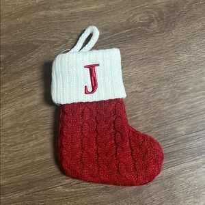 Red and White Knit Mini Christmas Stocking